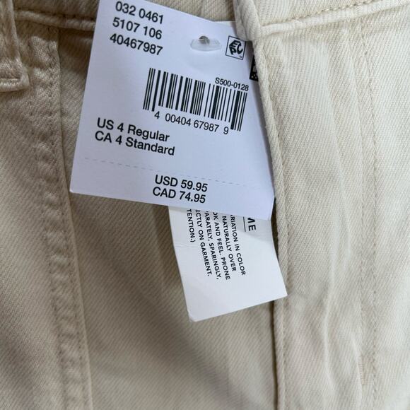 American Eagle NWT baggy wide leg high rise carpenter pants size 4 cream - Picture 2 of 11